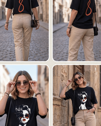 Noir Muse Graphic Oversized T-Shirt – White | 100% Cotton | Relaxed Fit Unisex Tee - Peepri