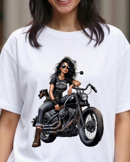 Girl Bike lover : Printed Oversized T-Shirt