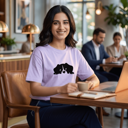 Hiding Dog : Graphic Oversized T-Shirt – White | 100% Cotton | Relaxed Fit Unisex Tee - Peepri