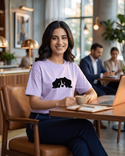 Hiding Dog : Graphic Oversized T-Shirt – White | 100% Cotton | Relaxed Fit Unisex Tee - Peepri
