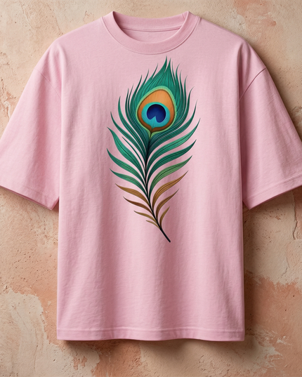 Peacock Plume Printed Oversized T-Shirt