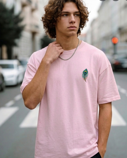 Peacock Plume Printed Oversized T-Shirt