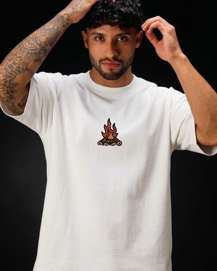 Camp Fire Logo : Thread Embroidery Oversized T-Shirt