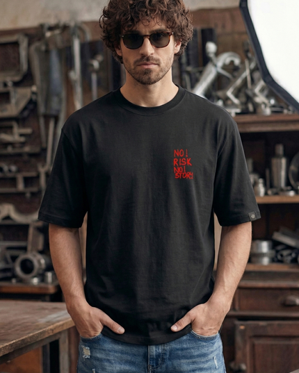 No Risk No Story :  Printed Oversized T-Shirt