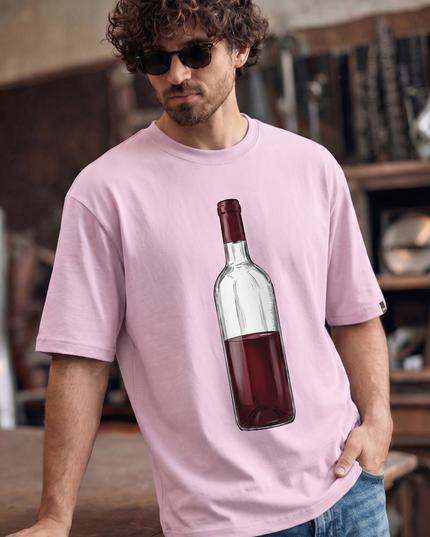 Red Wine : Printed Oversized T-Shirt