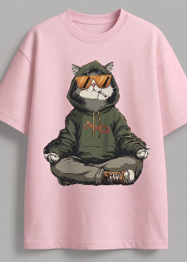 Cat Merchandise :  Printed Oversized T-Shirt