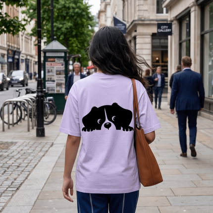 Hiding Dog : Graphic Oversized T-Shirt – White | 100% Cotton | Relaxed Fit Unisex Tee - Peepri