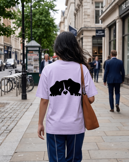 Hiding Dog : Graphic Oversized T-Shirt – White | 100% Cotton | Relaxed Fit Unisex Tee - Peepri