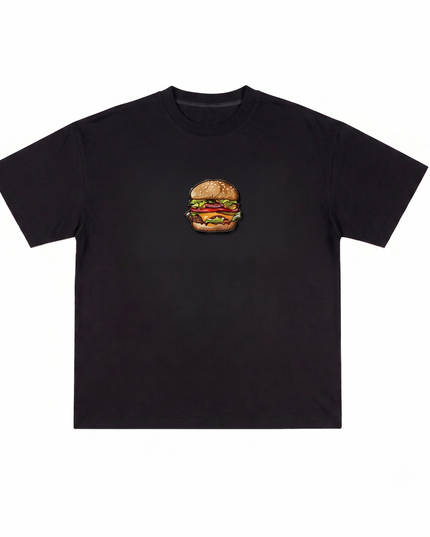 Burger Logo : Thread Embroidery Oversized T-Shirt