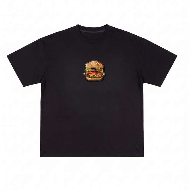 Burger Logo : Thread Embroidery Oversized T-Shirt