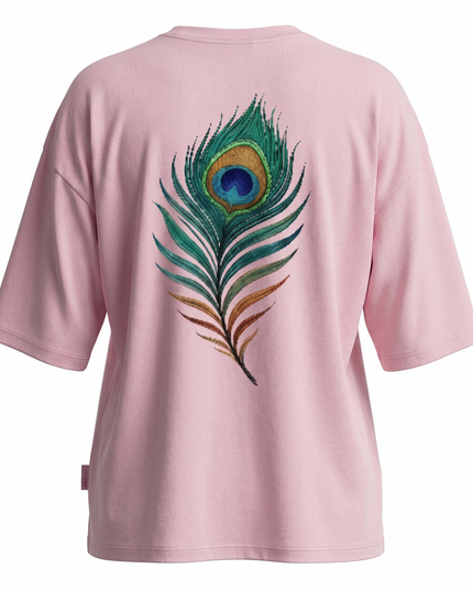 Peacock Plume Printed Oversized T-Shirt