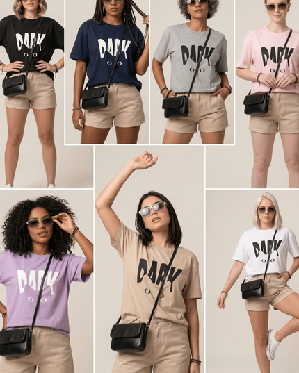 Dark Cat : Graphic Oversized T-Shirt – White | 100% Cotton | Relaxed Fit Unisex Tee - Peepri