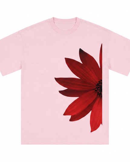 Red Flower : Printed Oversized T-Shirt