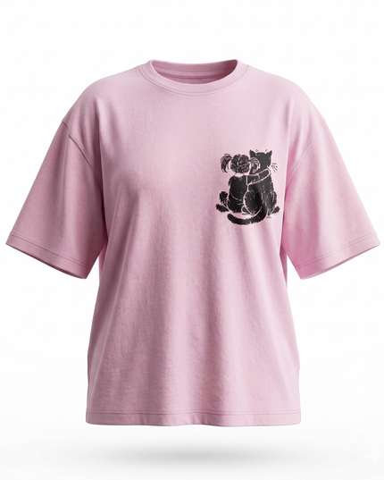 Cat Love : Printed Oversized T-Shirt