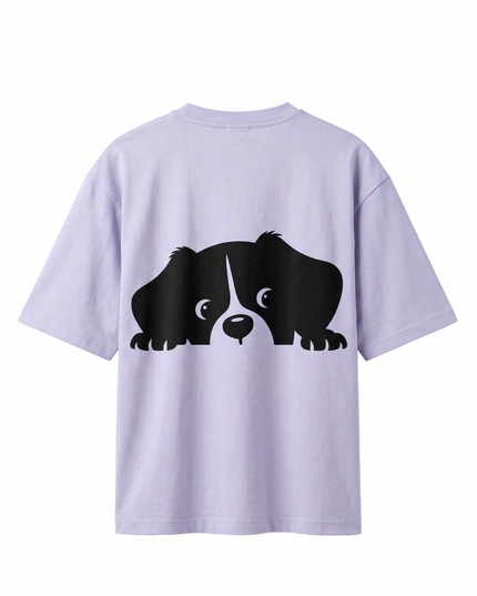 Hiding Dog : Printed Oversized T-Shirt