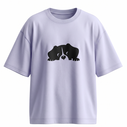 Hiding Dog : Printed Oversized T-Shirt