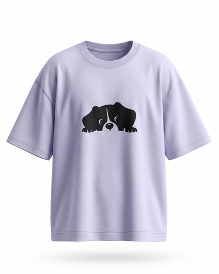 Hiding Dog : Printed Oversized T-Shirt