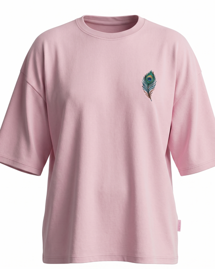 Peacock Plume Printed Oversized T-Shirt