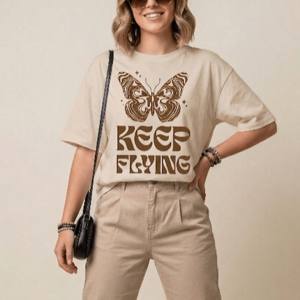Keep Flying : Graphic Oversized T-Shirt – White | 100% Cotton | Relaxed Fit Unisex Tee - Peepri