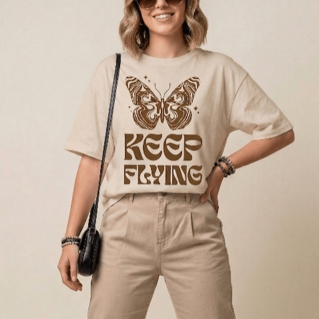 Keep Flying : Graphic Oversized T-Shirt – White | 100% Cotton | Relaxed Fit Unisex Tee - Peepri