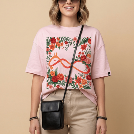 Official logo : Graphic Oversized T-Shirt – White | 100% Cotton | Relaxed Fit Unisex Tee - Peepri