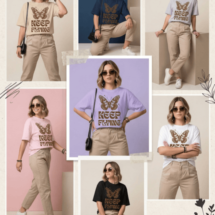 Keep Flying : Graphic Oversized T-Shirt – White | 100% Cotton | Relaxed Fit Unisex Tee - Peepri