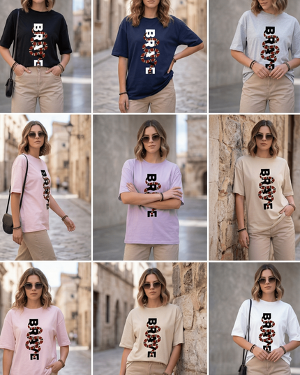 Brave Graphic Oversized T-Shirt – White | 100% Cotton | Relaxed Fit Unisex Tee - Peepri