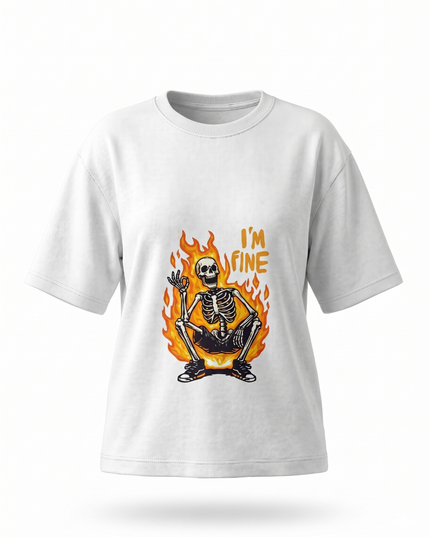 I'M Fine : Printed Oversized T-Shirt