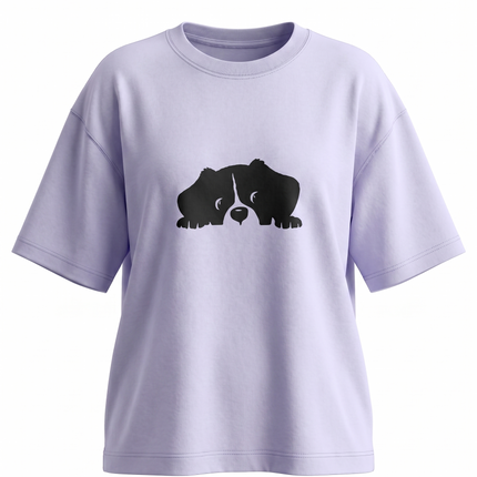 Hiding Dog : Printed Oversized T-Shirt