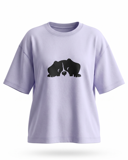 Hiding Dog : Printed Oversized T-Shirt
