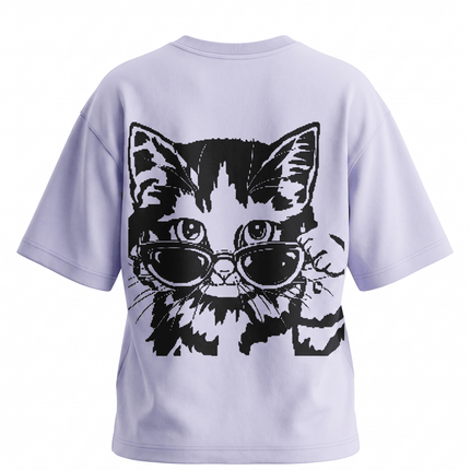 Cool Cat : Printed Oversized T-Shirt - Peepri