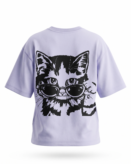 Cool Cat : Printed Oversized T-Shirt
