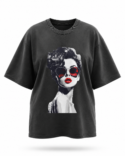 Noir Muse Printed Oversized T-Shirt
