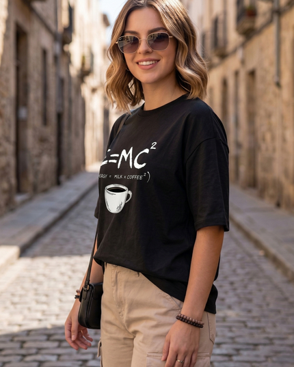 Coffee Lover : Printed Oversized T-Shirt