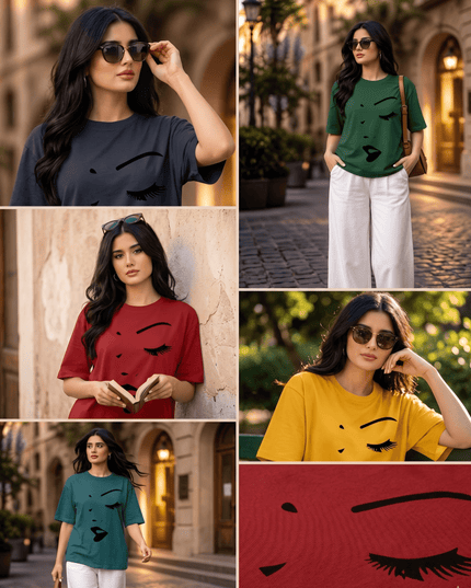 Face : Printed Oversized T-Shirt - Peepri