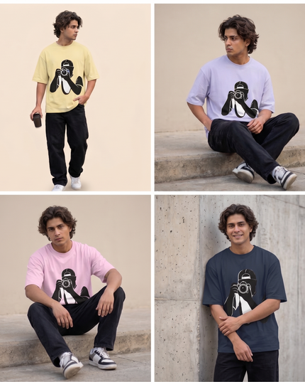 Men Photographer : Printed Oversized T-Shirt