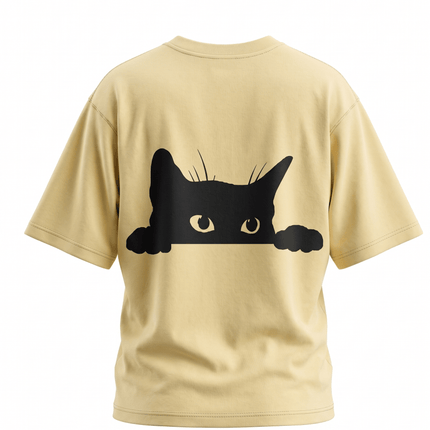 Hiding Cat : Printed Oversized T-Shirt - Peepri
