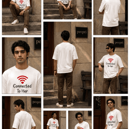 Connected : Printed Oversized T-Shirt - Peepri
