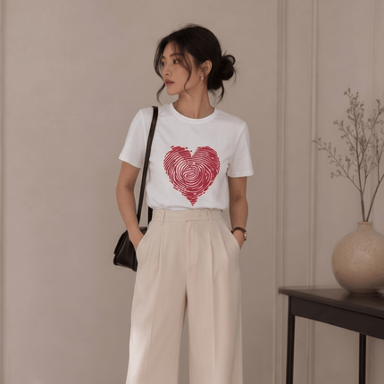 Red Heart : Printed Oversized T-Shirt - Peepri