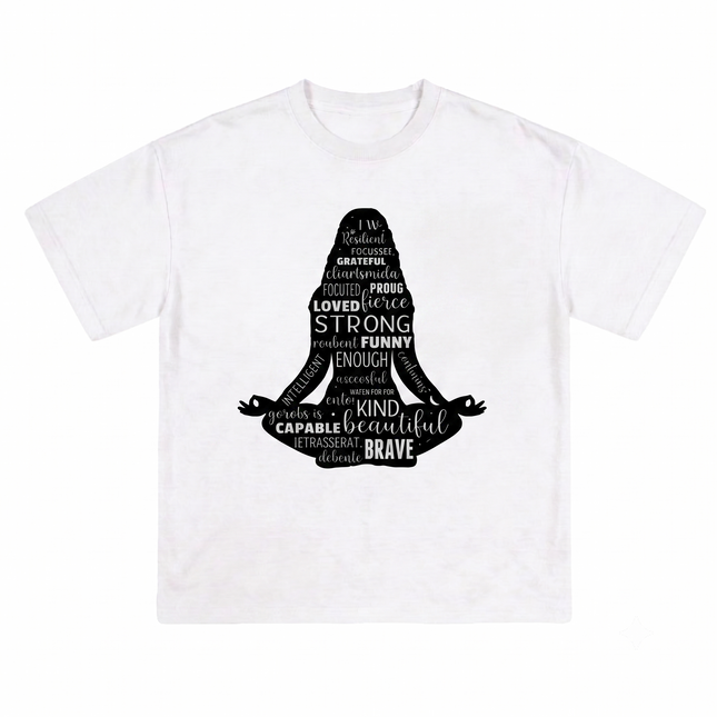 Girl Meditation : Printed Oversized T-Shirt