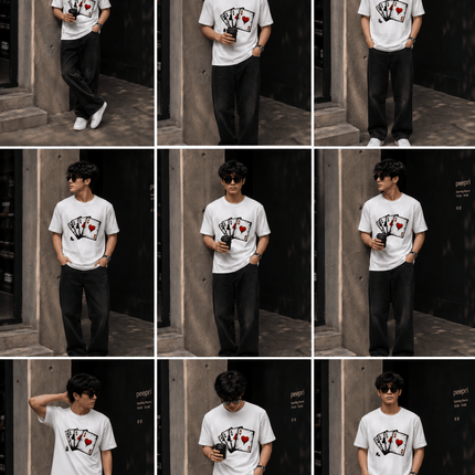 Ace Card : Printed Oversized T-Shirt - Peepri