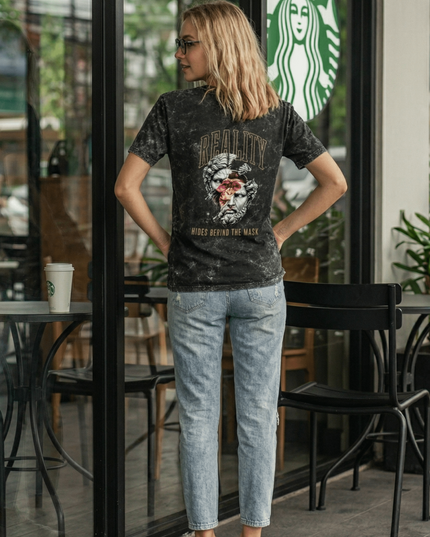 Monkey Mix : Acid Washed Oversized T-Shirt | 100% Heavyweight Cotton | Relaxed Fit Unisex Tee - Peepri