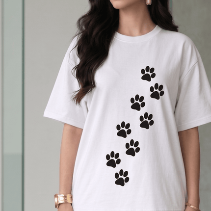 Cat Paw : Printed Oversized T-Shirt - Peepri