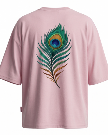 Peacock Plume Printed Oversized T-Shirt