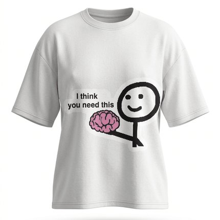 My Brain Printed Oversized T-Shirt - Peepri
