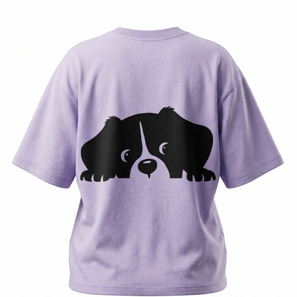 Hiding Dog : Printed Oversized T-Shirt