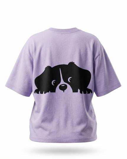 Hiding Dog : Printed Oversized T-Shirt