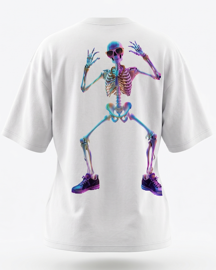 Dancing Skeleton : Printed Oversized T-Shirt