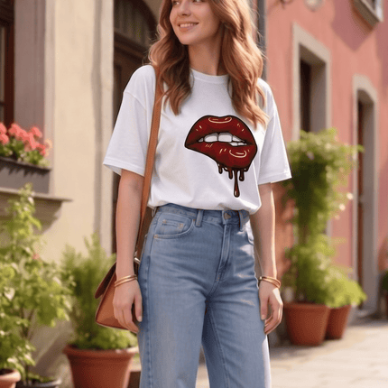 Glossy Lips : Printed Oversized T-Shirt - Peepri