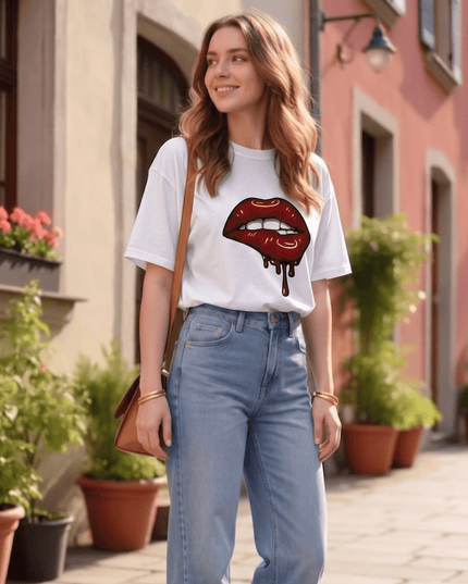Glossy Lips : Printed Oversized T-Shirt - Peepri